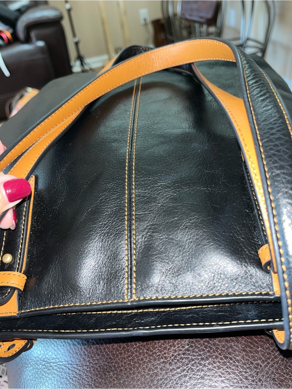 Vera Bradley Gallatin Leather Sagebrush Top Zip Handbag - Picture 3 of 6